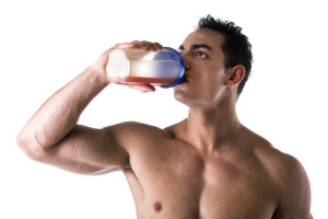 Man drinking protein shake